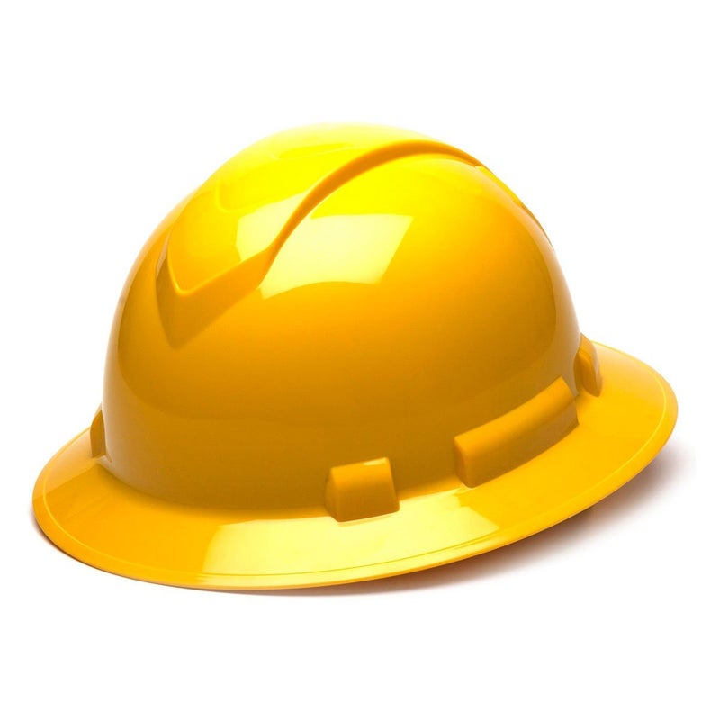 Pyramex Ridgeline Full Brim Hard Hat 4 Point Ratchet Yellow